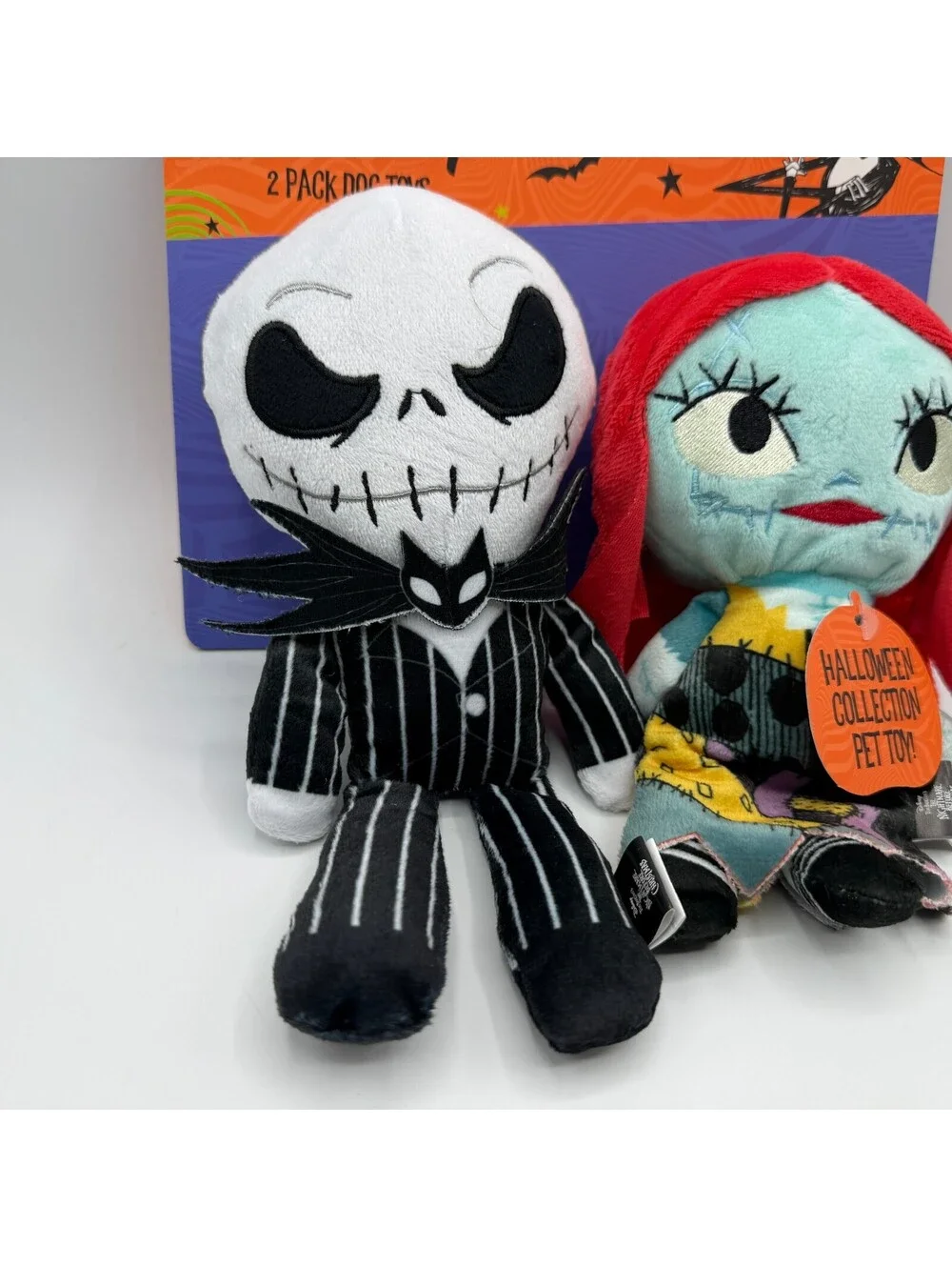 Disney Nightmare Before Christmas Jack & Sally 2 Pack Squeaker Dog Plush Pet Toy